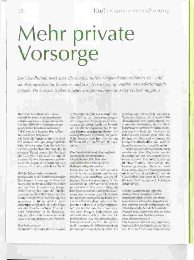 Vorschauseite 1: Mehr private Vorsorge