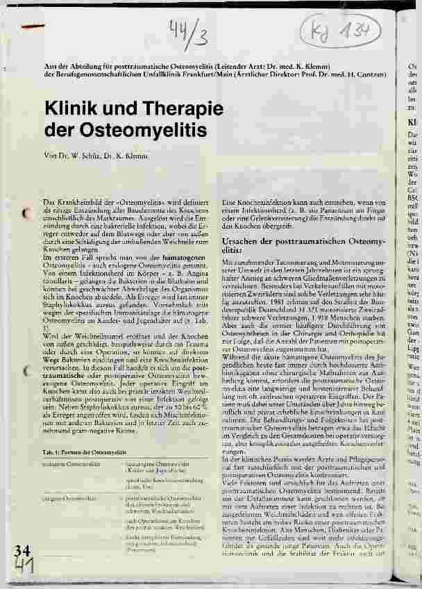 Vorschauseite 1: Klinik und Therapie der Osteomyelitis