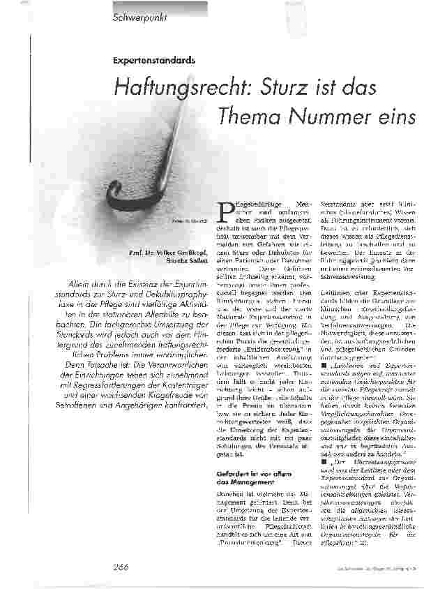Vorschauseite 1: Haftungsrecht: Sturz ist das Thema Nummer eins