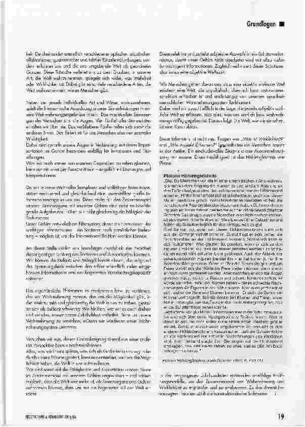 Vorschauseite 2: Therapeutische Wirklichkeiten -Konstruktionen unseres Geistes?!
