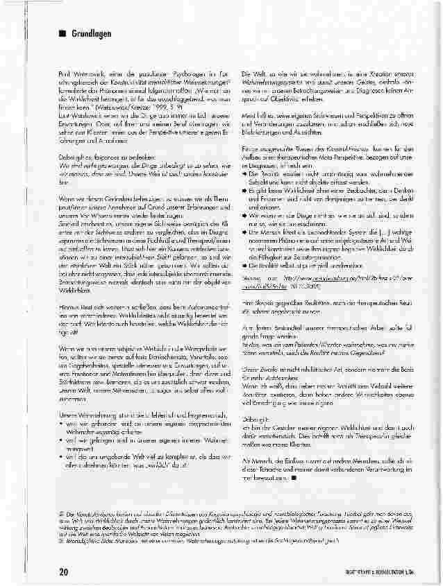 Vorschauseite 3: Therapeutische Wirklichkeiten -Konstruktionen unseres Geistes?!