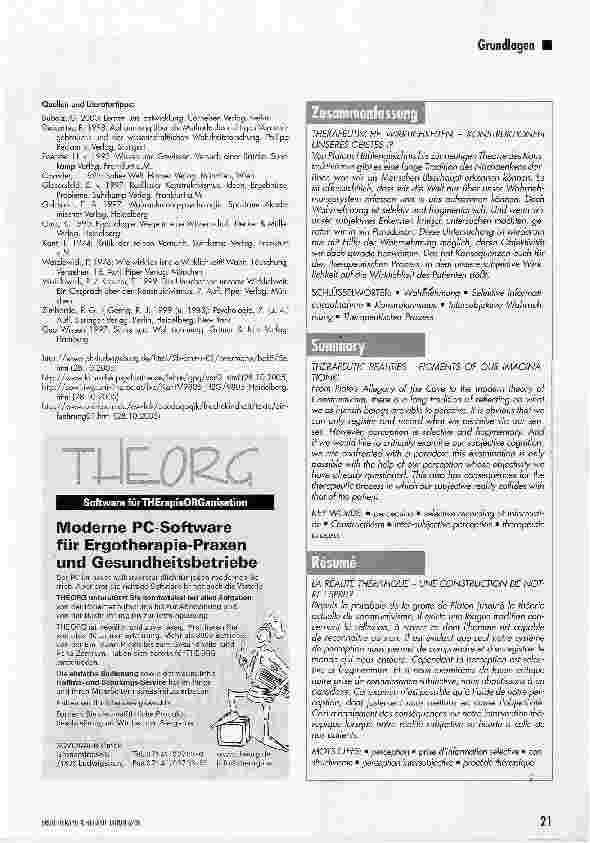Vorschauseite 4: Therapeutische Wirklichkeiten -Konstruktionen unseres Geistes?!