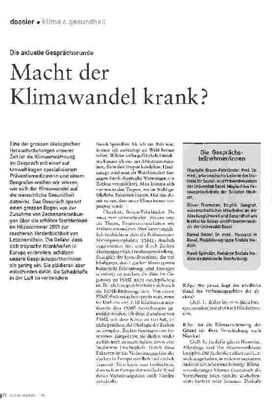 Vorschauseite 1: Die aktuelle GesprächsrundeMacht der Klimawandel krank?