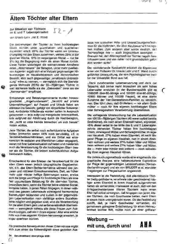 Vorschauseite 1: Ältere Töchter alter Eltern Zur Situation von Töchtern im 6. und 7. Lebensjahrzehnt