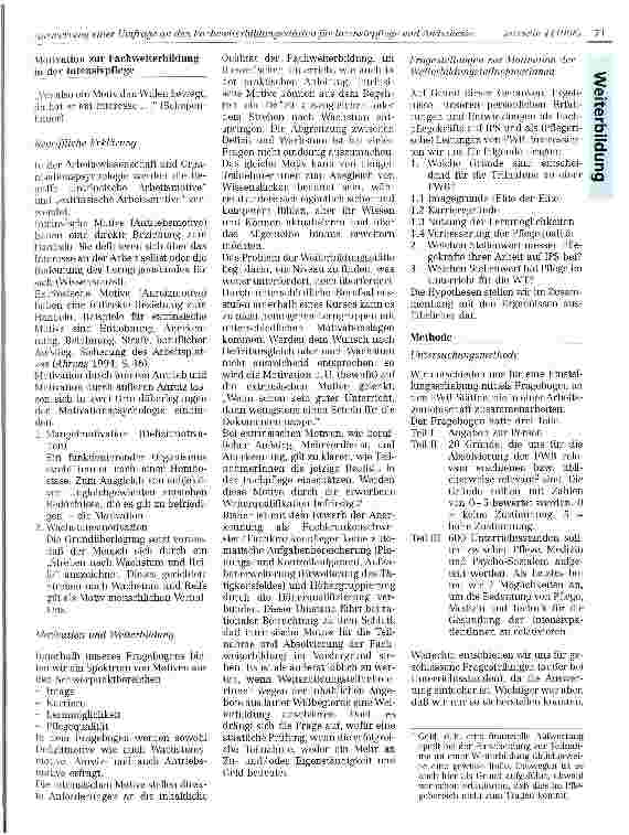 Vorschauseite 3: Auswertung einer Umfrage an den Fachweiterbildungsstätten für Intensivpflege und Anästhesie in Niedersachsen, Bremen und Hamburg