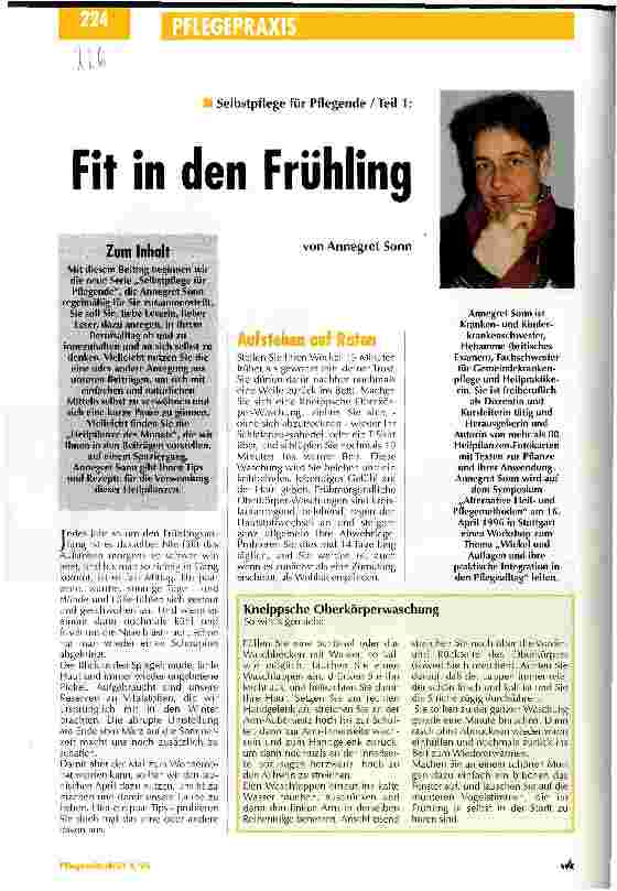 Vorschauseite 1: Fit in den Frühling Selbstpflege für Pflegende/Teil 1