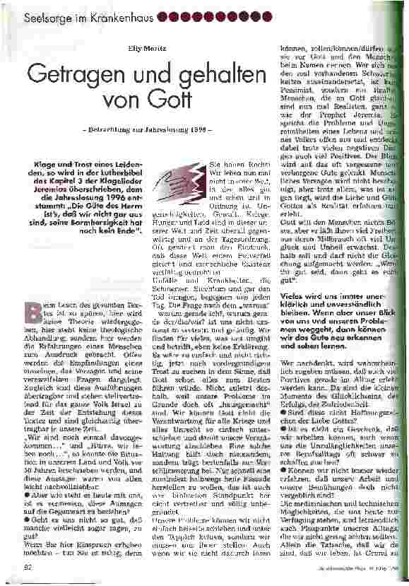 Vorschauseite 1: Getragen und gehalten von Gott Betrachtungen zur Jahreslosung 1996