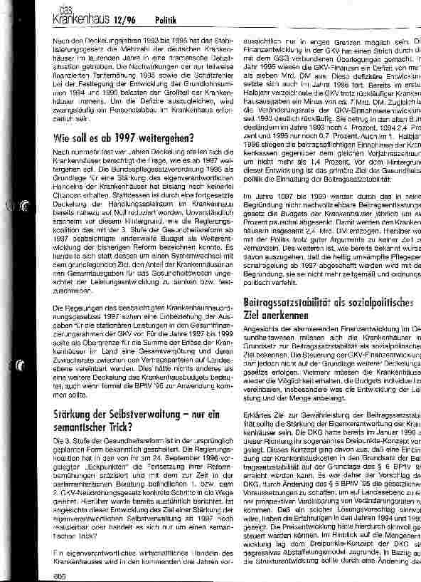 Vorschauseite 2: Die Statusbestimmung des Krankenhauses ab 1997