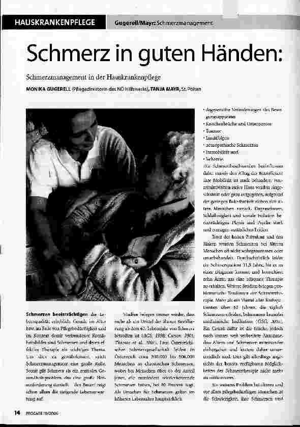 Vorschauseite 1: Schmerzmanagement in der Hauskrankenpflege