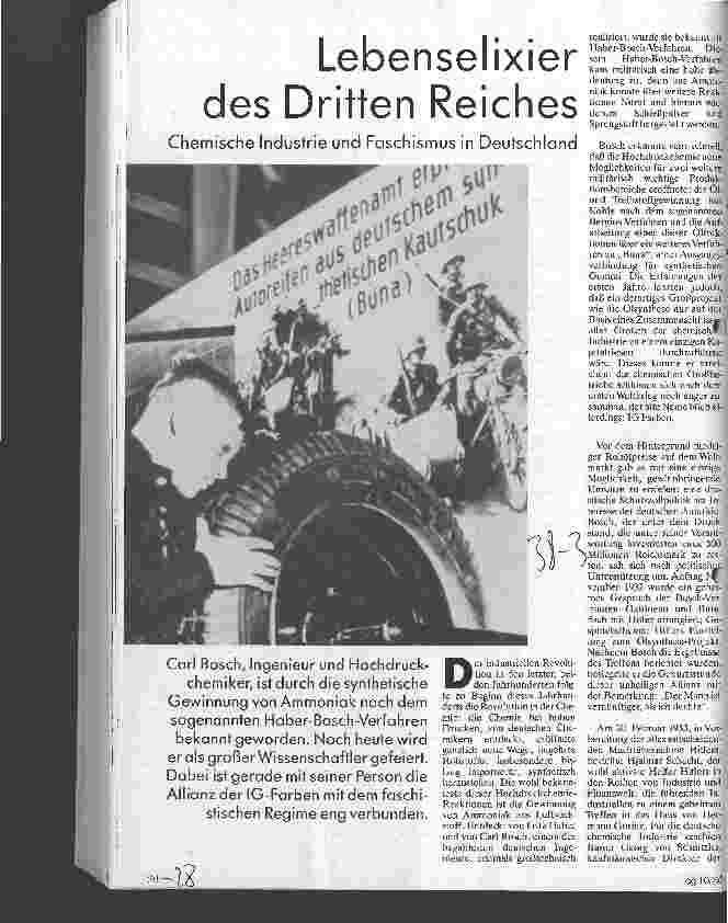 Vorschauseite 1: Lebenselixier des Dritten Reiches Chemische Industrie und Faschismus in Deutschland