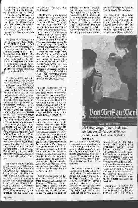 Vorschauseite 2: Lebenselixier des Dritten Reiches Chemische Industrie und Faschismus in Deutschland