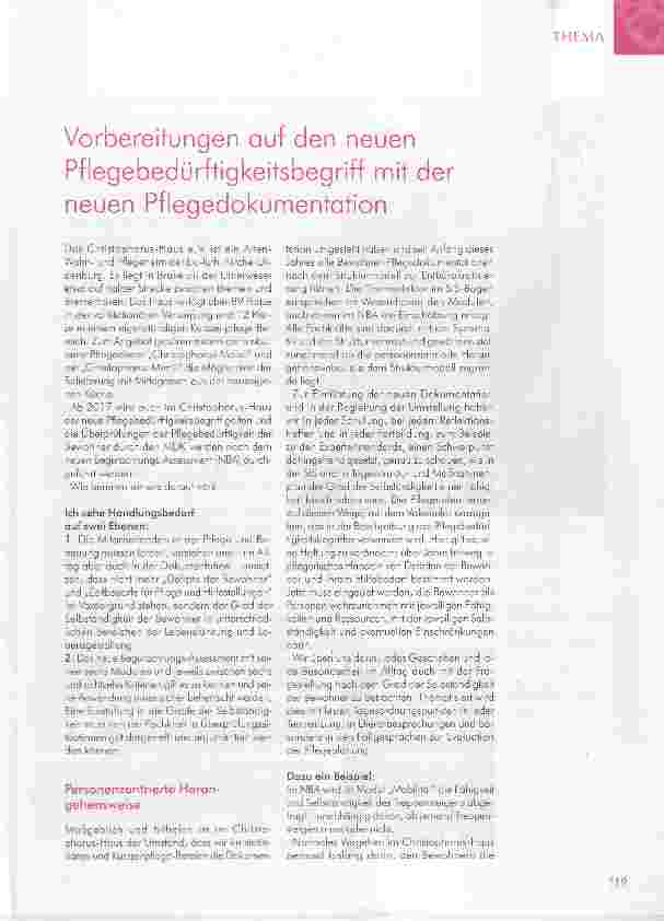 Vorschauseite 1: Vorbereitungen auf den neuen Pflegebedürftigkeitsbegriff mit der neuen Pflegedokumentation