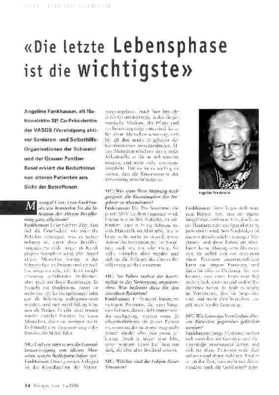 Vorschauseite 1: «Die letzte Lebensphase ist die wichtigste»