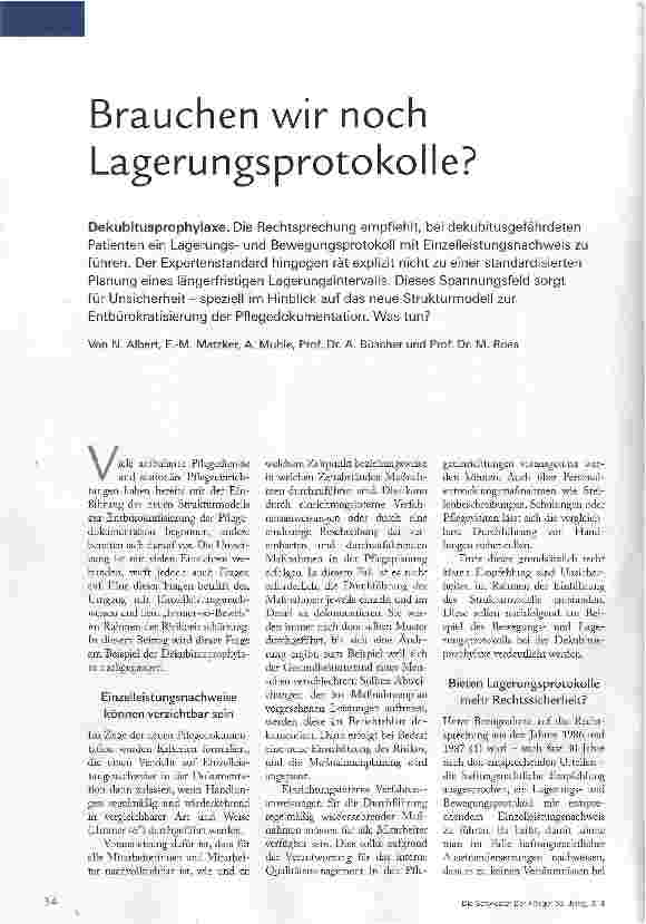 Vorschauseite 1: Brauchen wir noch Lagerungsprotokolle?