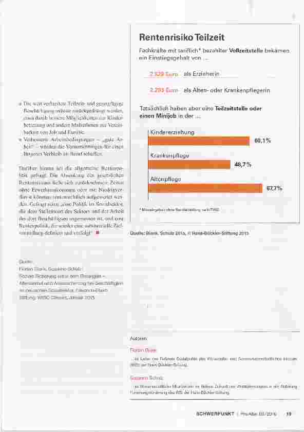 Vorschauseite 2: Pflegekräften droht Altersarmut