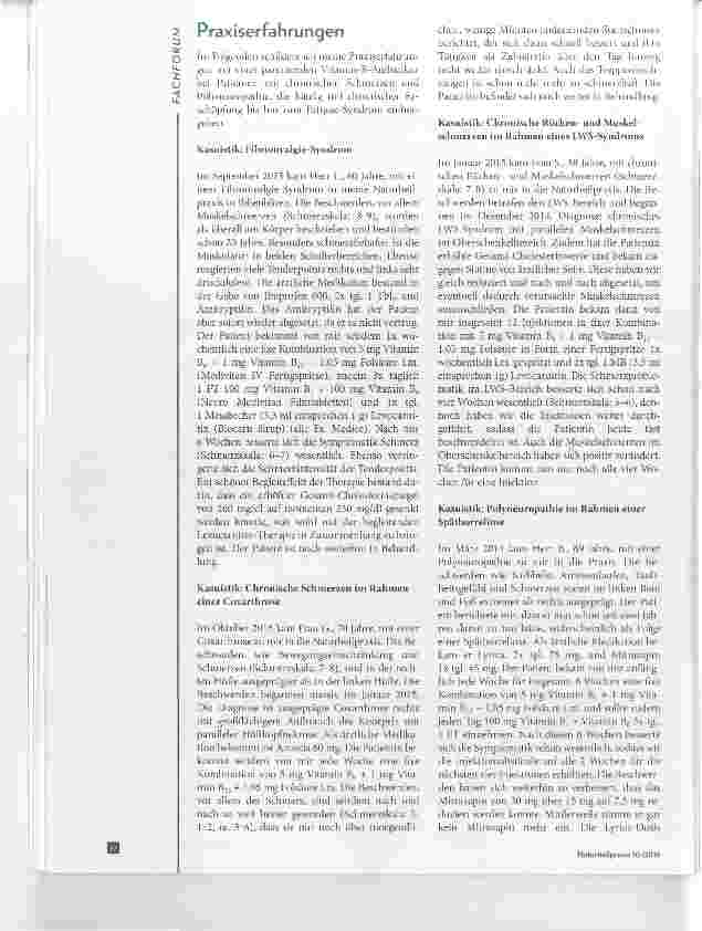 Vorschauseite 2: Chronisch-neuropathische Schmerzen Die Behandlung mit einer parenteralenB-Vitamin-Aufbaukur