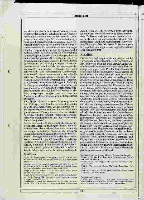 Vorschauseite 5: Die Bedeutung der Psychosomatik für Genese und Therapie der Ulcuskrankheit