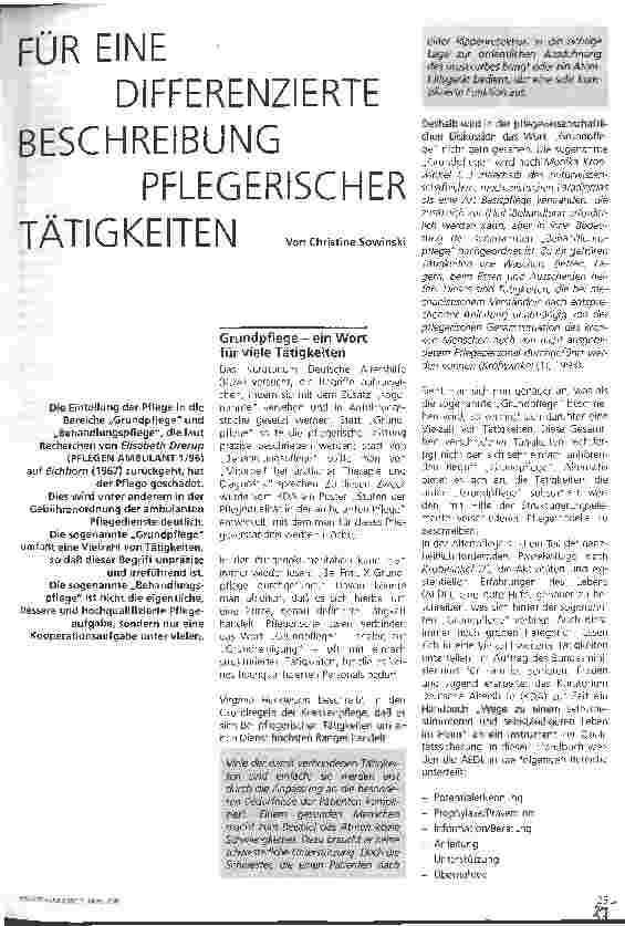 Vorschauseite 1: Für eine differenzierte Beschreibung pflegerischer Tätigkeiten