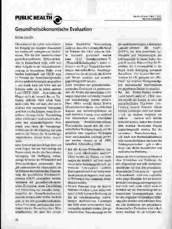 Vorschauseite 1: Gesundheitsökonomische Evaluation