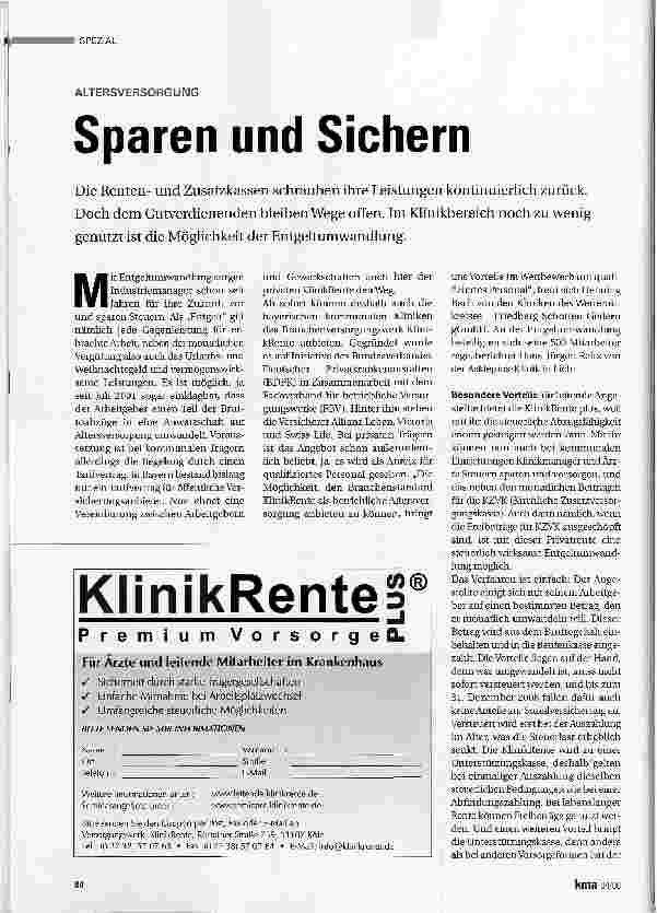 Vorschauseite 1: Sparen und Sichern