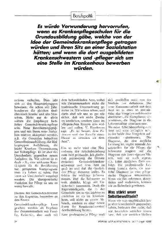 Vorschauseite 3: Unsicher oder selbstbewußt? Die Krankenschwester in der Gemeindekrankenpflege