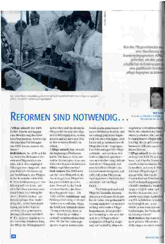 Vorschauseite 1: Reformen sind notwendig ... Interview mit Hedi Siebers vom DBfK