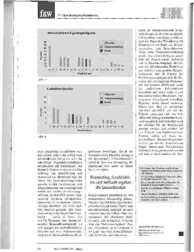 Vorschauseite 4: Fremdkapitalbedarf und Basel II zwingen Klinikenund Banken zum Handelnf&w-Kmnkenhaus-Kompass: Ergebnisse des Rating-orientierten Kennzahlenvergleichs