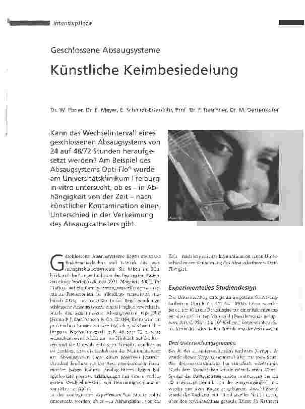 Vorschauseite 1: Geschlossene Absaug SystemeKünstliche Keimbesiedelung