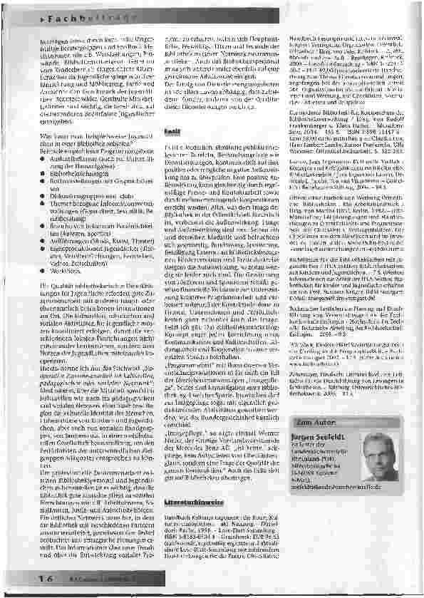 Vorschauseite 6: Überlegungen zur Außendarstellung und Programmarbeit von Bibliotheken