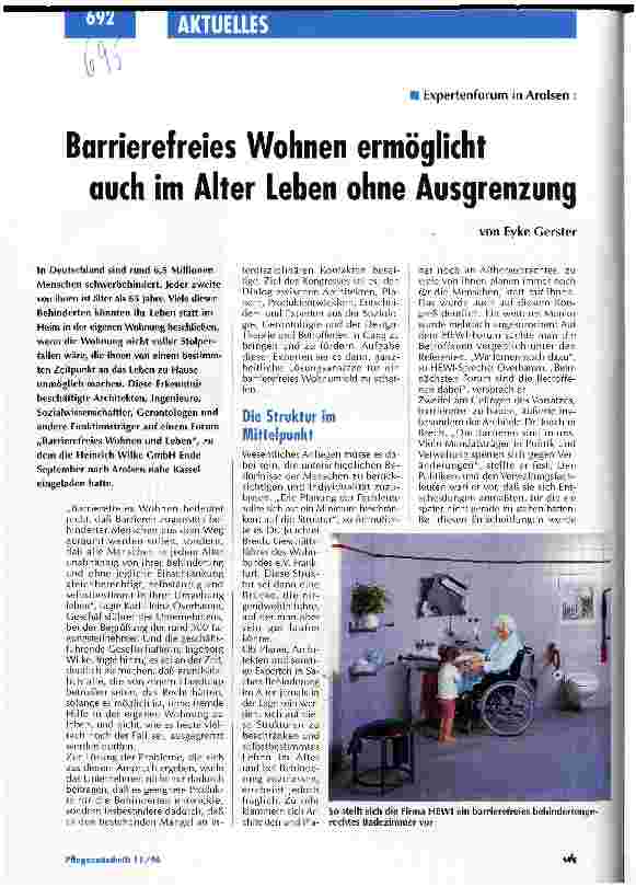 Vorschauseite 1: Barrierefreies Wohnen ermöglicht auch im Alter Leben ohne Ausgrenzung