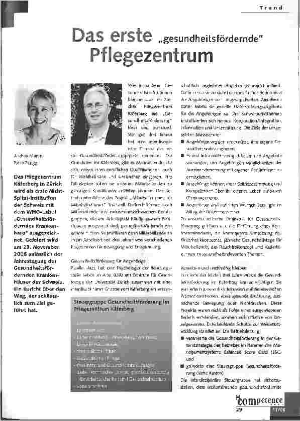 Vorschauseite 1: Das erste gesundheitsfördernde Pflegezentrum