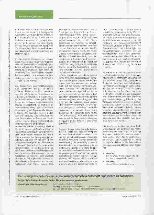 Vorschauseite 2: 3rd European Health Literacy Conference, Brüssel 18./19.11.2015