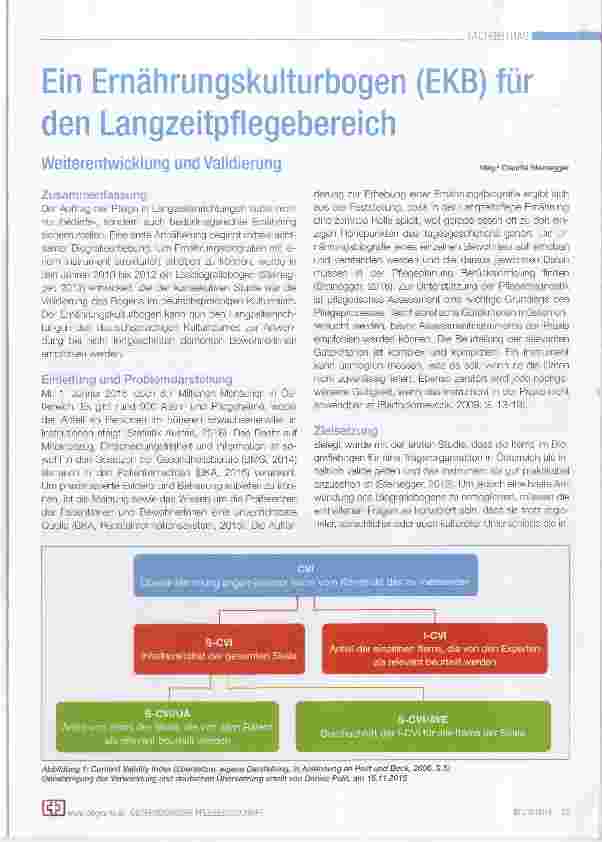 Vorschauseite 1: Ein Ernährungskulturbogen (EKB) für den Langzeitpflegebereich