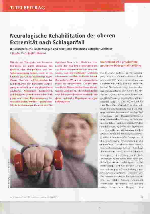 Vorschauseite 1: Neurologische Rehabilitation der oberen Extremität nach Schlaganfall