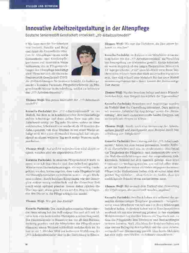Vorschauseite 1: Innovative Arbeitszeitgestaltung in der Altenpflege