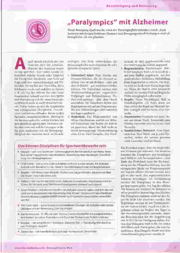 Vorschauseite 1: „Paralympics mit Alzheimer