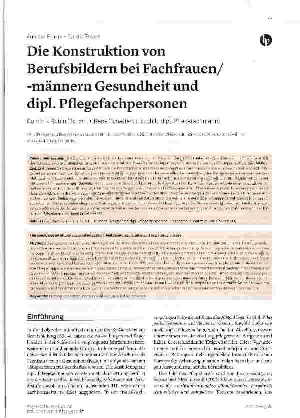 Vorschauseite 1: Die Konstruktion von Berufsbildern bei Fachfrauen/ -männern Gesundheit und dipl. Pflegefachpersonen