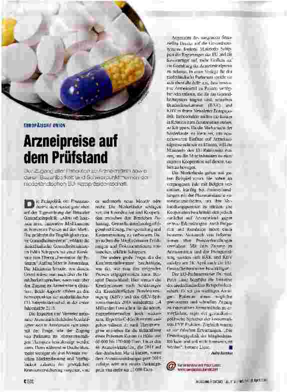 Vorschauseite 1: Arzneipreise auf dem Prüfstand