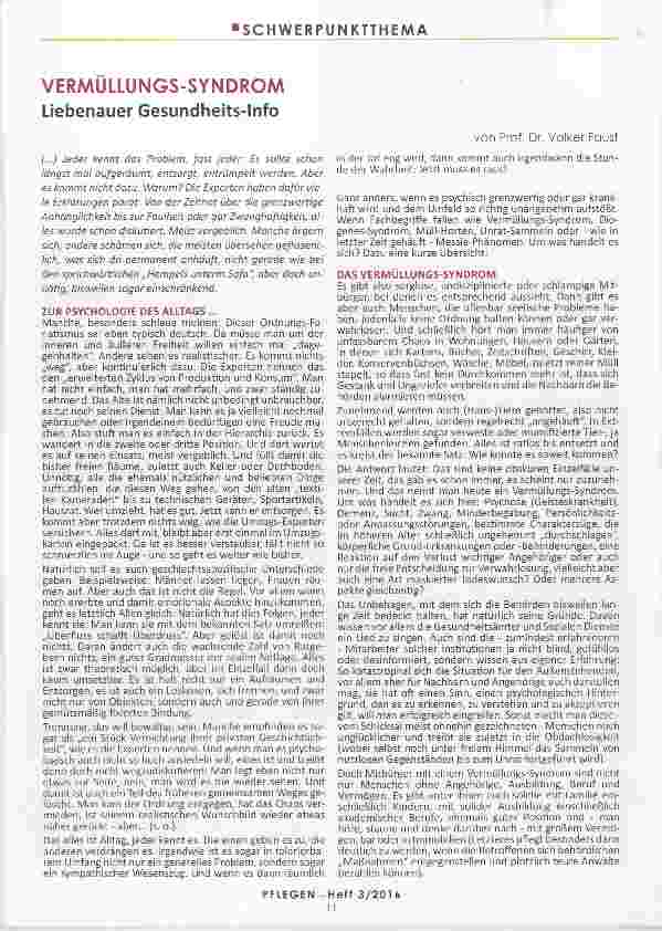 Vorschauseite 1: VERMÜLLUNGS-SYNDROM Liebenauer Gesundheits-Info