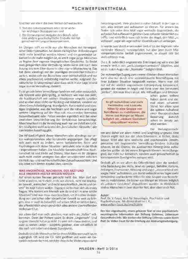 Vorschauseite 6: VERMÜLLUNGS-SYNDROM Liebenauer Gesundheits-Info