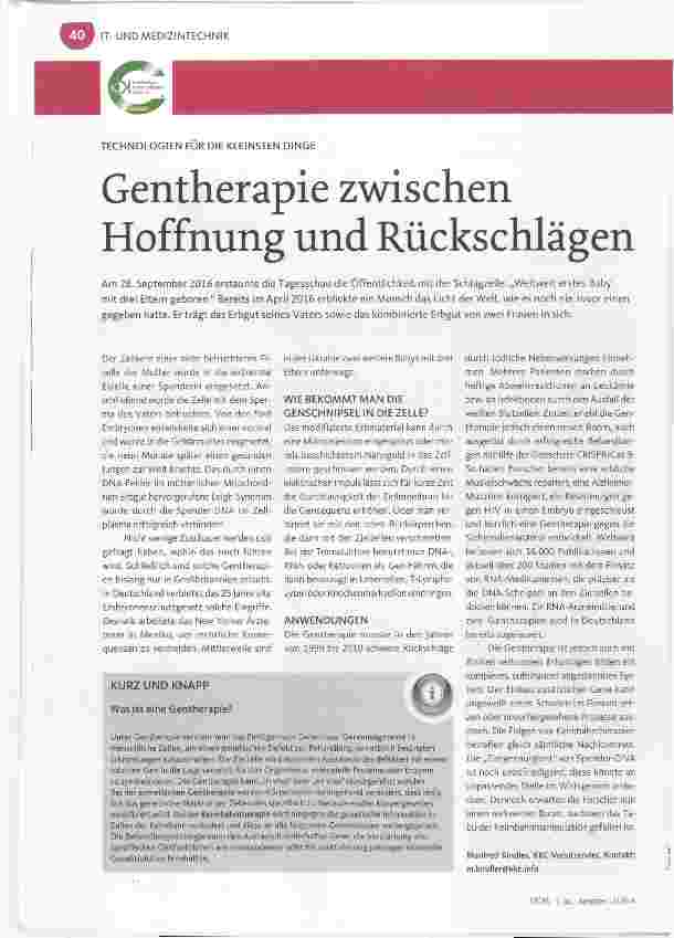 Vorschauseite 1: Gentherapie zwischen Hoffnung und Rückschlägen