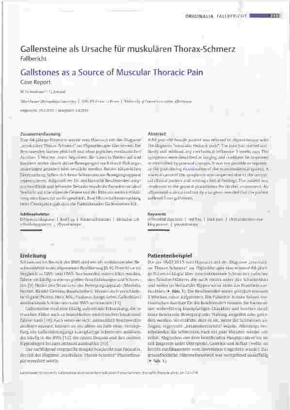 Vorschauseite 1: Gallensteine als Ursache für muskulären Thorax-Schmerz