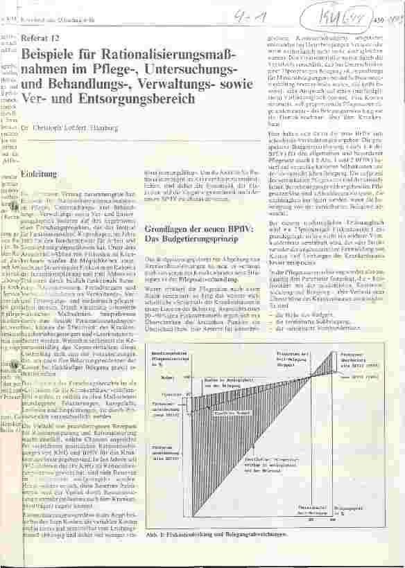 Vorschauseite 1: Beispiele für Rationalisierungsmaßnahmen im Pflege-, Untersuchungsund Behandlungs-, Verwaltungssowie Ver-u. Entsorgungsbereich