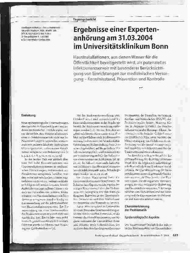 Vorschauseite 1: Empfehlung des Umweltbundesamts nach Anhörung der Trinkwasserkommission des Bundesministerium für Gesundheit