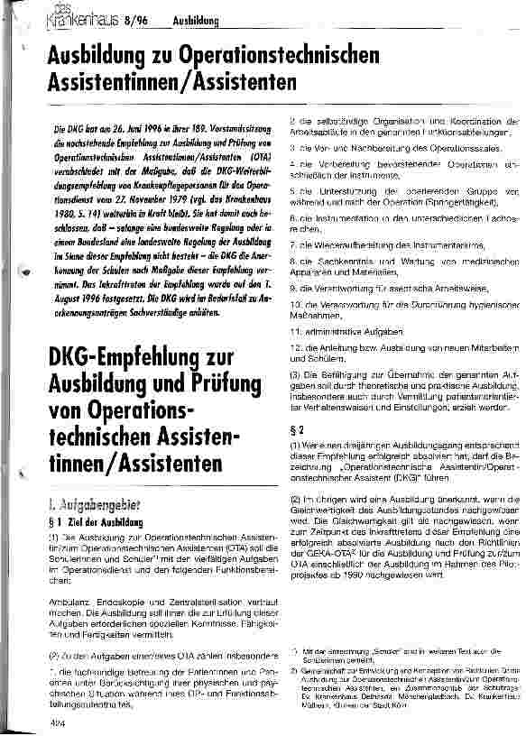 Vorschauseite 1: Ausbildung zu Operationstechnischen Assistentinnen/Assistenten