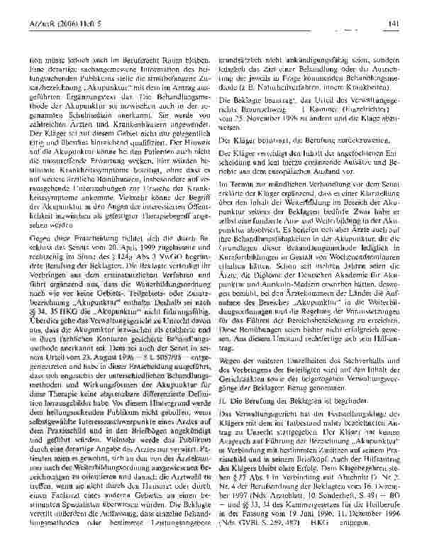 Vorschauseite 2: Entscheidungen Berechtigung zur Führung einer ärztlichen Bezeichnung