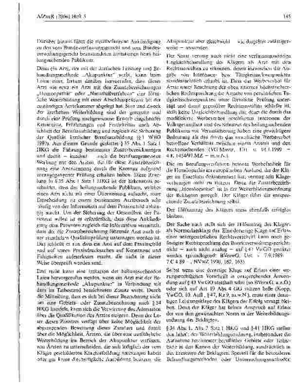 Vorschauseite 5: Entscheidungen Berechtigung zur Führung einer ärztlichen Bezeichnung