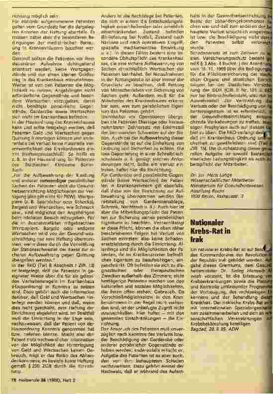 Vorschauseite 2: Haftung für Patientengarderobe?