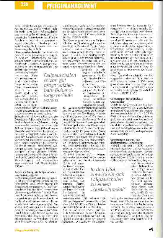 Vorschauseite 4: Ökonomische Fragen rücken stärker in den Mittelpunkt Bundespflegesatzverordnung 1995/Teil 1