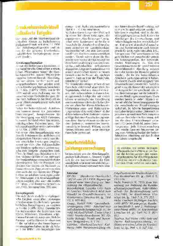 Vorschauseite 5: Ökonomische Fragen rücken stärker in den Mittelpunkt Bundespflegesatzverordnung 1995/Teil 1
